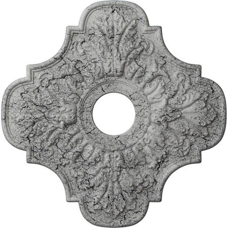 Ekena Millwork Peralta Medallion (Canopies up to 4 5/8"), 17 3/4"OD x 3 1/8"ID x 1"P, Ultra Pure White Crackle CM17PEUWC